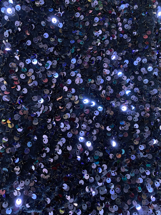 Dark Blue Sequence Velvet