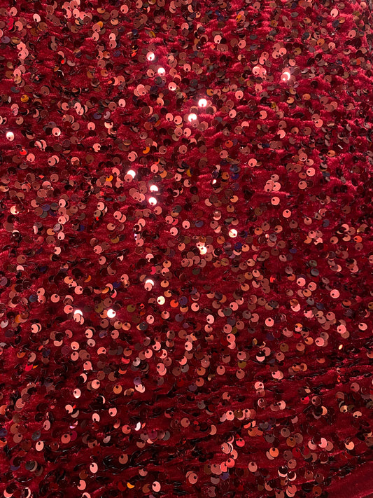 Deep Red Sequenced Velvet