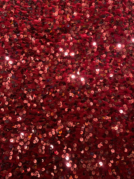 Deep Red Sequenced Velvet