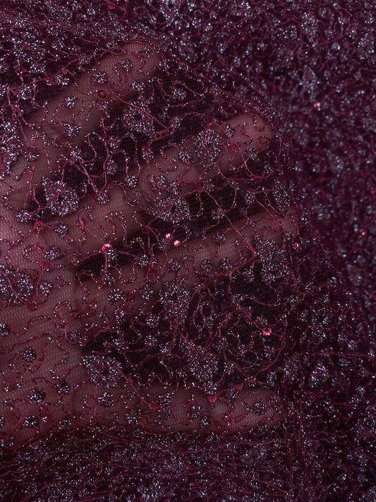 Wine Glitter Lace
