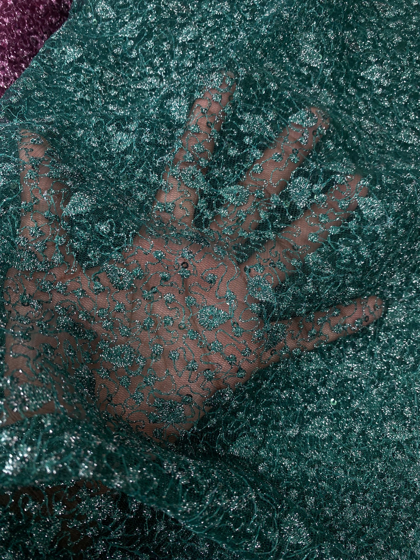 Green Glitter Lace
