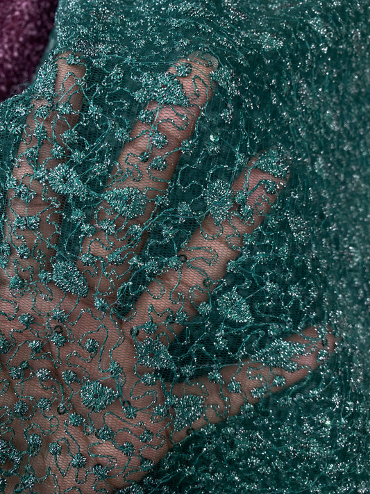 Green Glitter Lace