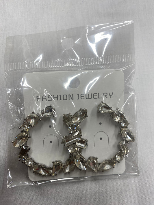 Silver Mixed Diamond Hoops