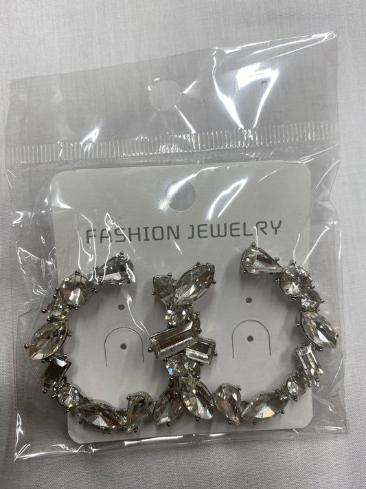 Silver Mixed Diamond Hoops