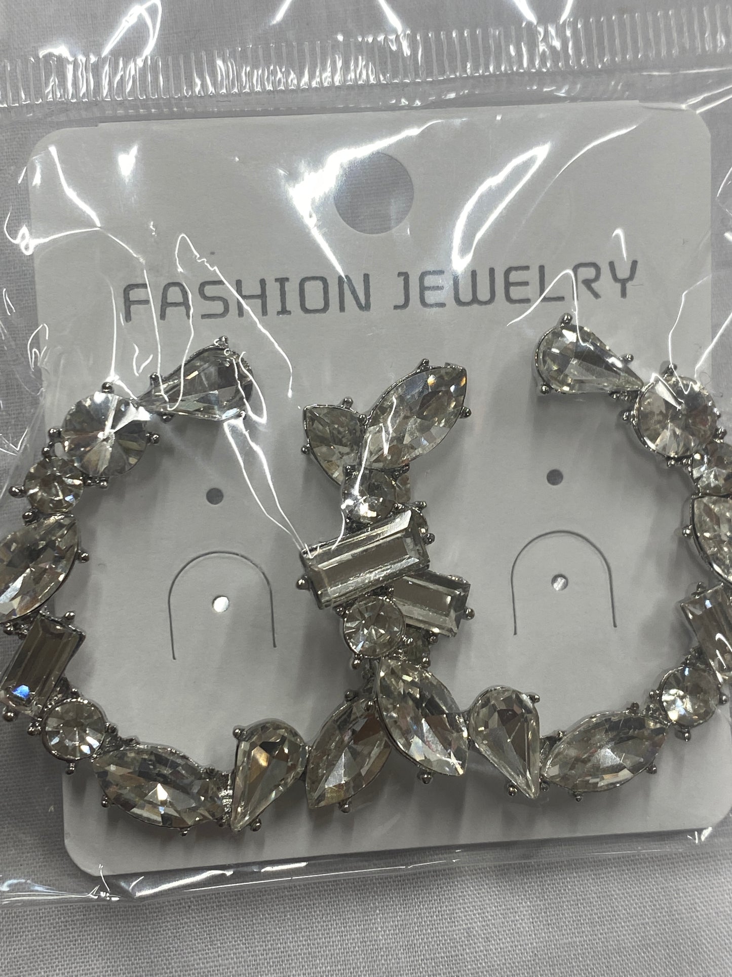 Silver Mixed Diamond Hoops