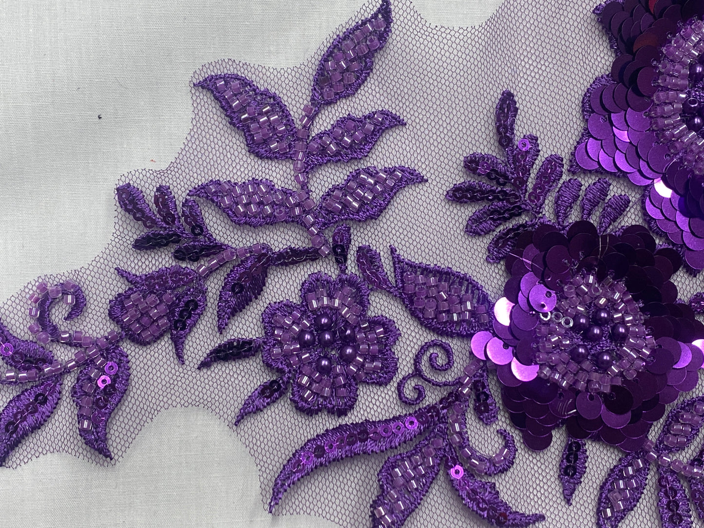 Purple Sequin Floral Appliqué