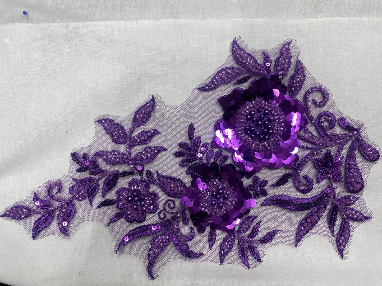 Purple Sequin Floral Appliqué
