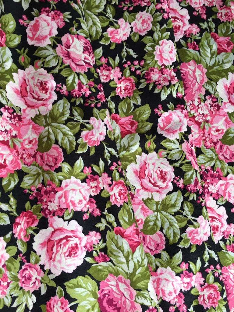 Multicoloured Flora Cotton Vintage Fabric