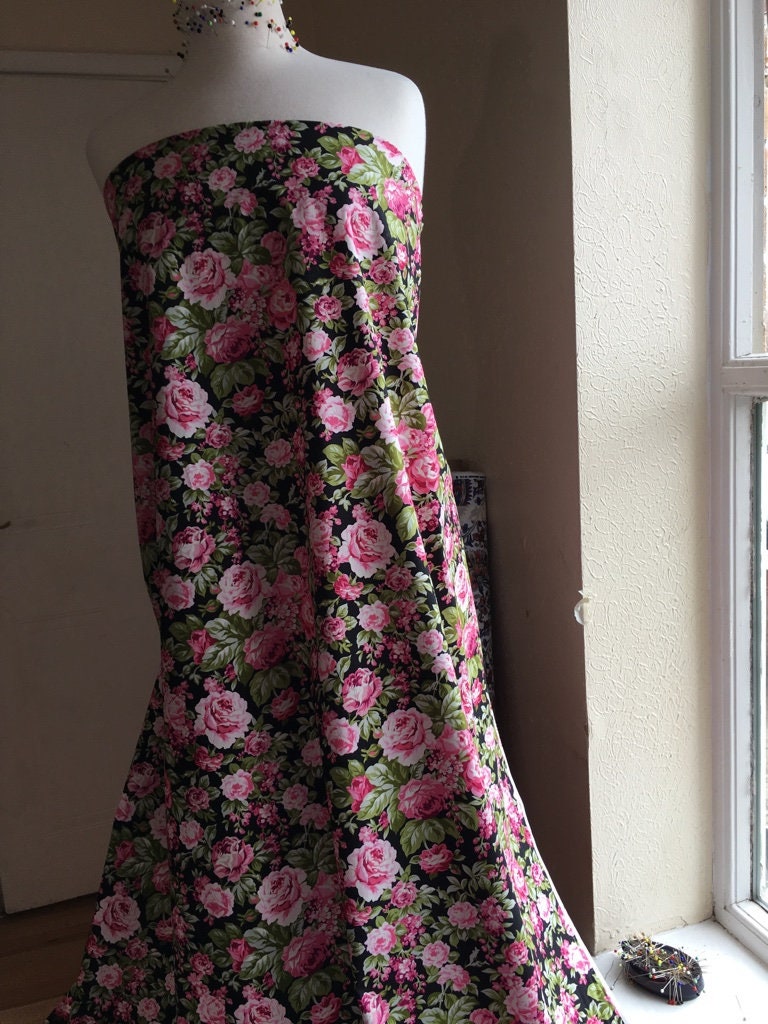 Multicoloured Flora Cotton Vintage Fabric