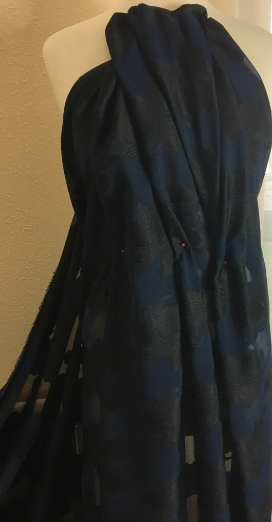 Navy blue cotton jacquard