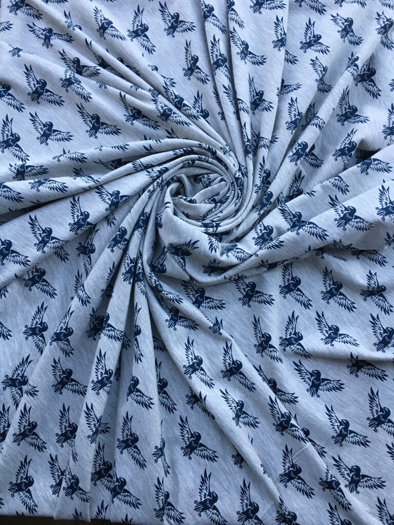 Beautiful Grey and blue Falcon Loop Back Jersey