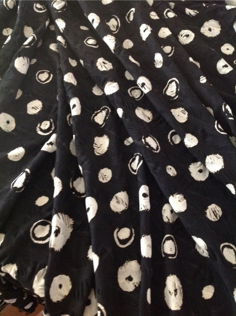 Black and Biege, Printed Circle Creased, Jersey Fabric.