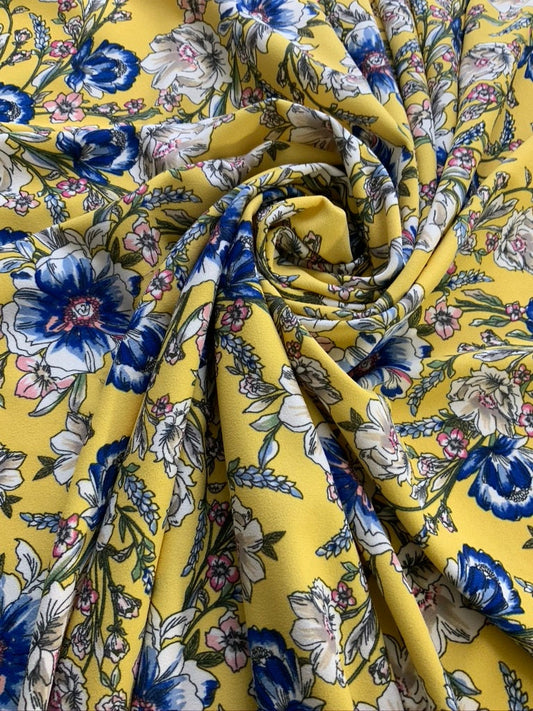 Multicolour Floral Scuba Crepe