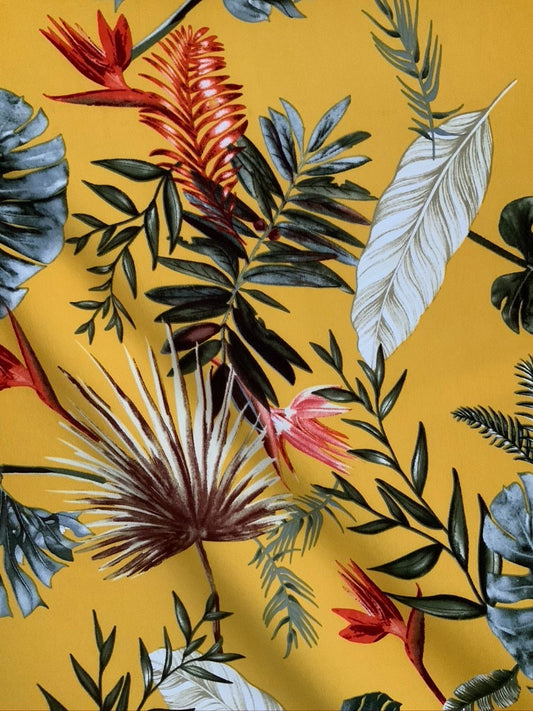 Palm Leaves Floral Stretch Crepe