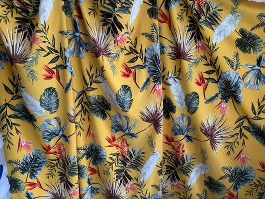 Palm Leaves Floral Stretch Crepe