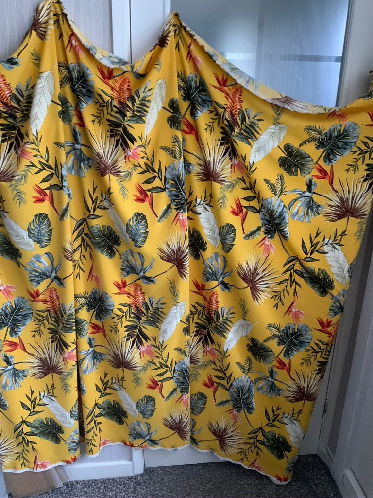 Palm Leaves Floral Stretch Crepe