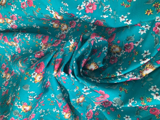 Floral Pansies Cotton Poplin