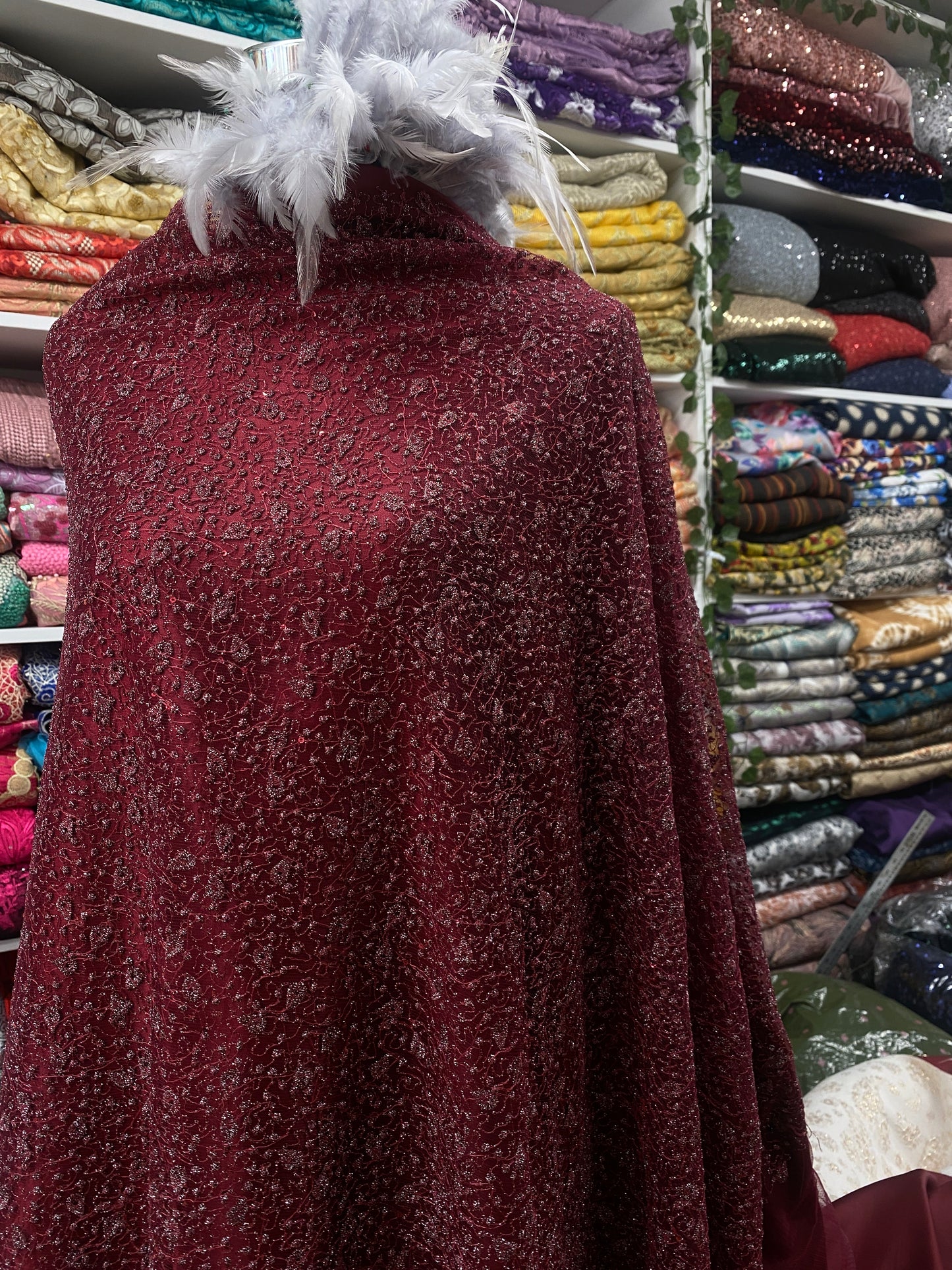 Wine Glitter Lace
