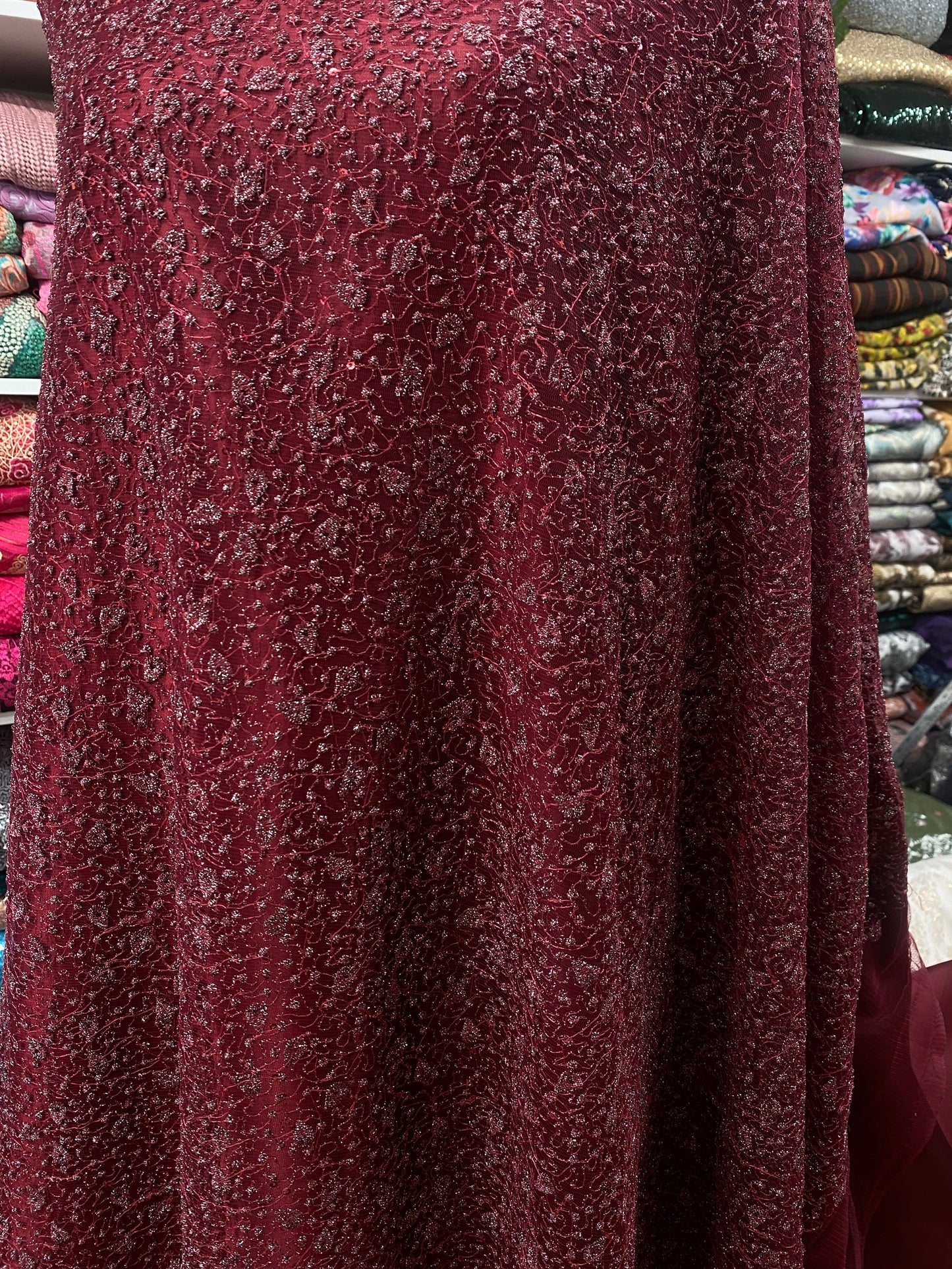 Wine Glitter Lace