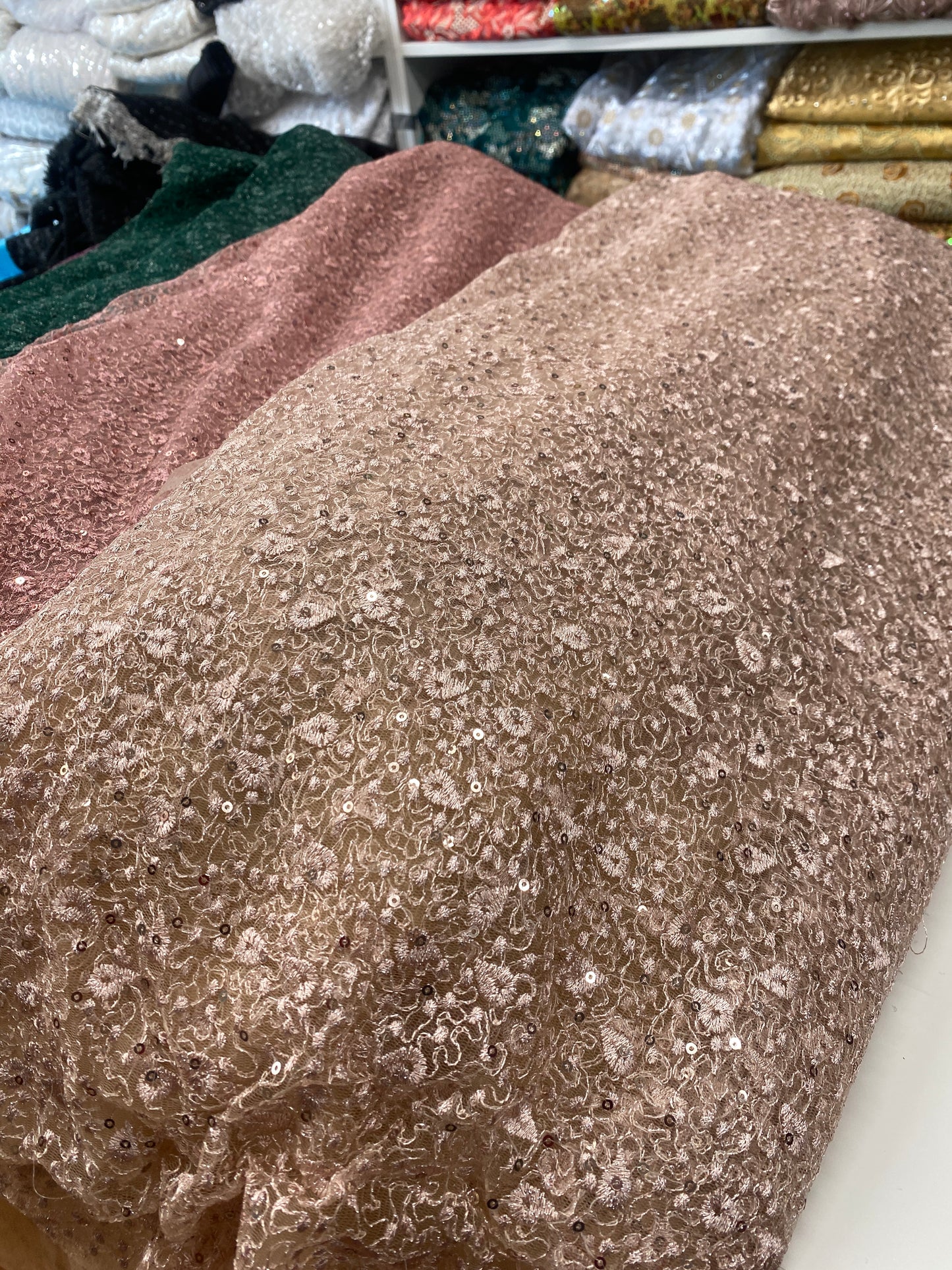 Peachy Glitter Lace