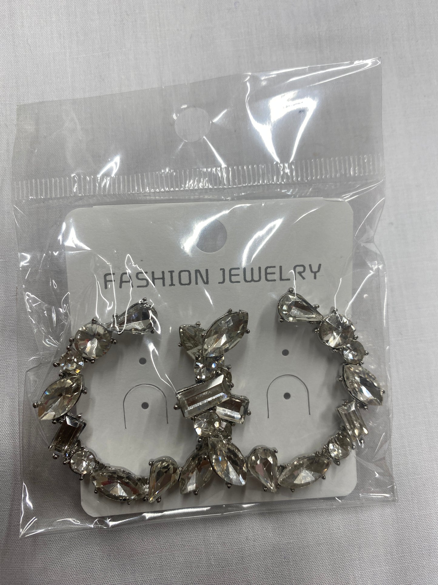 Silver Mixed Diamond Hoops