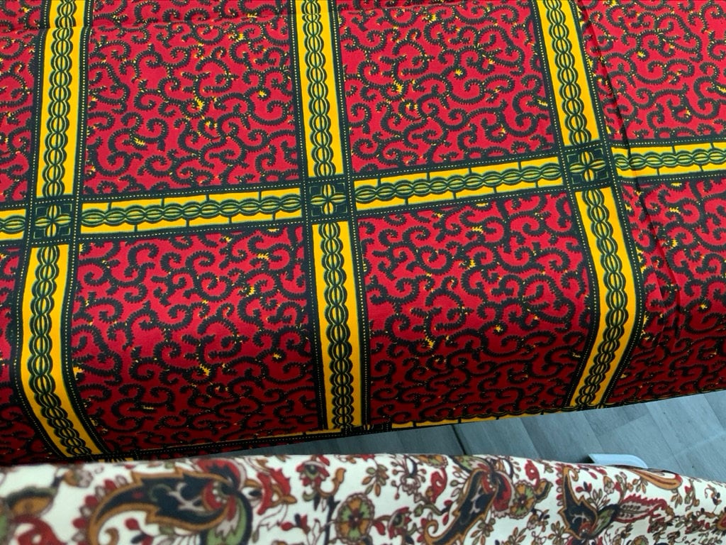 6 yrds High Quality African Wax Fabrics - Ankara - Red and Yellow Vibrant Colour