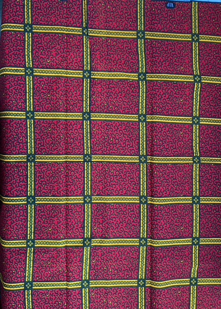 6 yrds High Quality African Wax Fabrics - Ankara - Red and Yellow Vibrant Colour