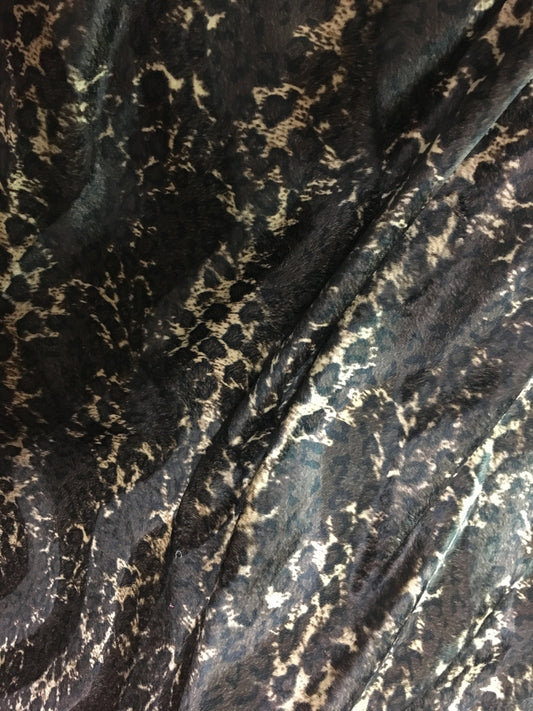 Brown Leopard Velvet Fabric