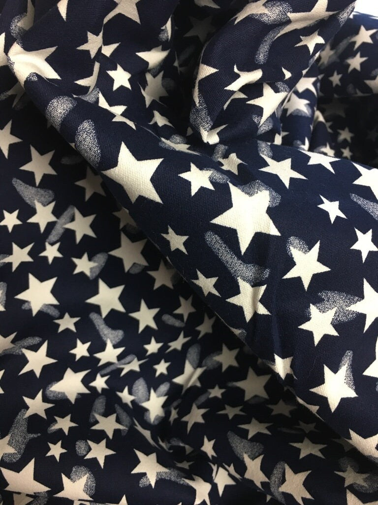 Star Navy Blue Stretched Cotton.