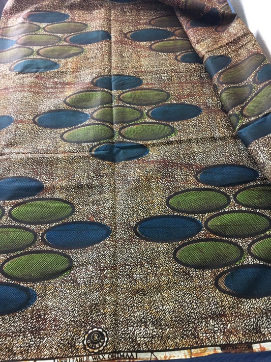 Brown Green Blue African Fabric