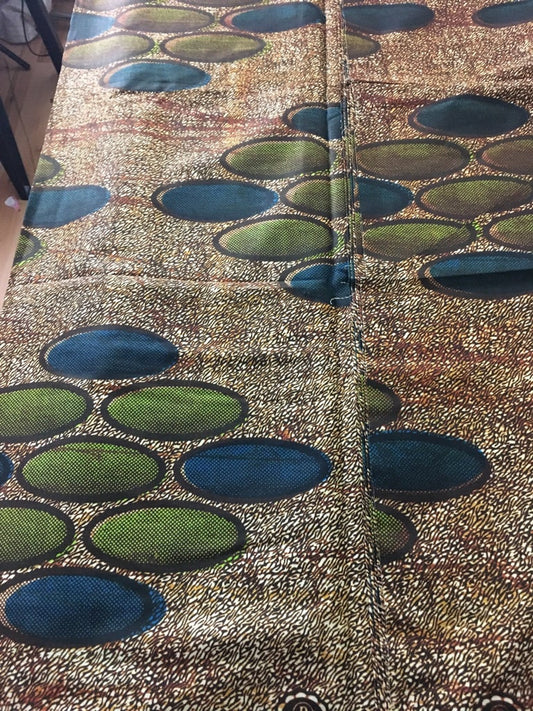 Brown Green Blue African Fabric