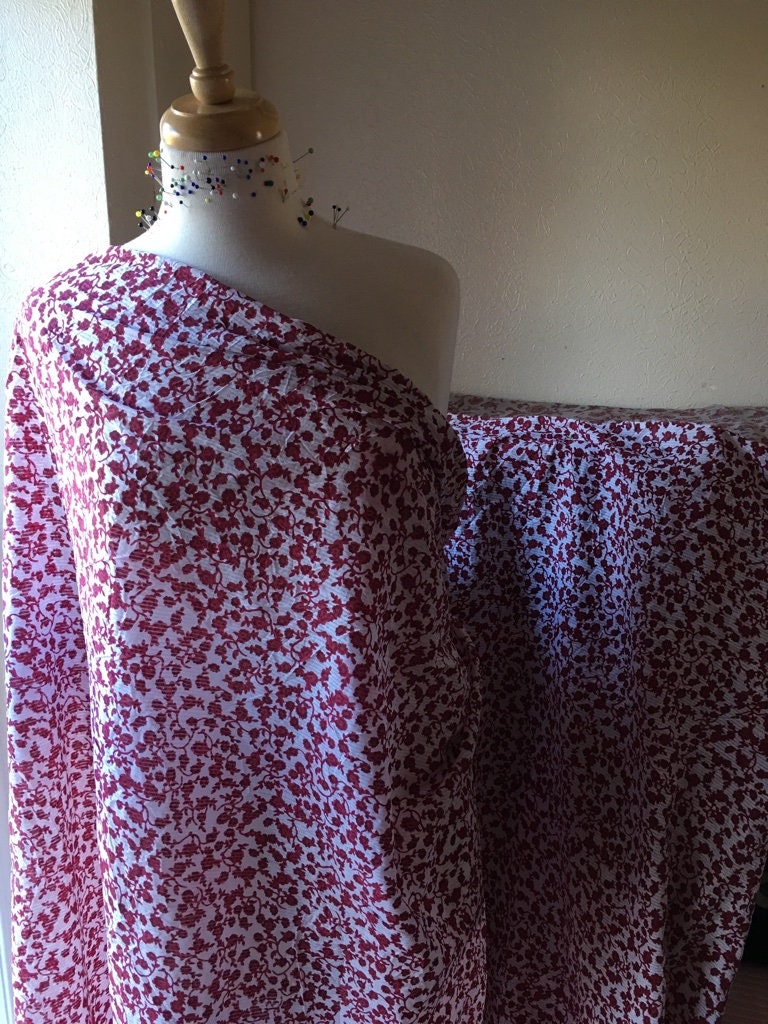 White and Red Floral cotton fabric