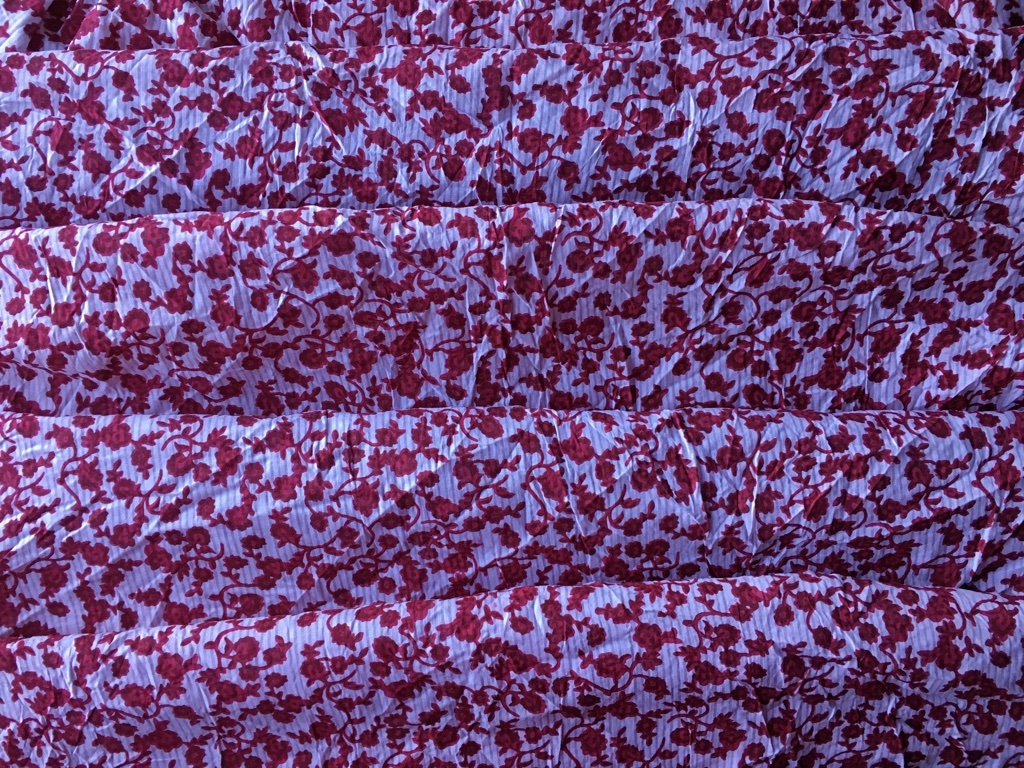 White and Red Floral cotton fabric