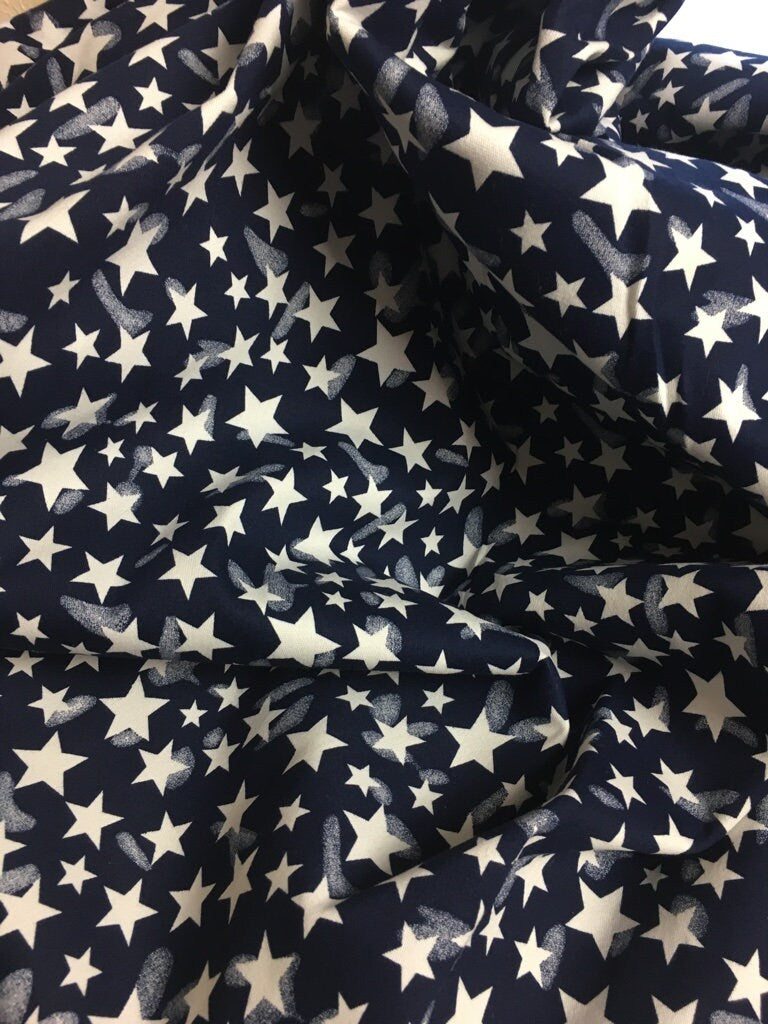 Star Navy Blue Stretched Cotton.