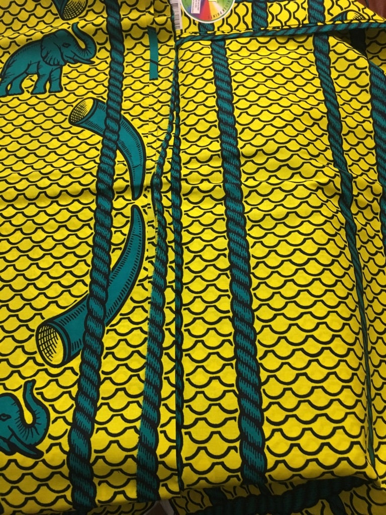 Yellow and Green African fabric