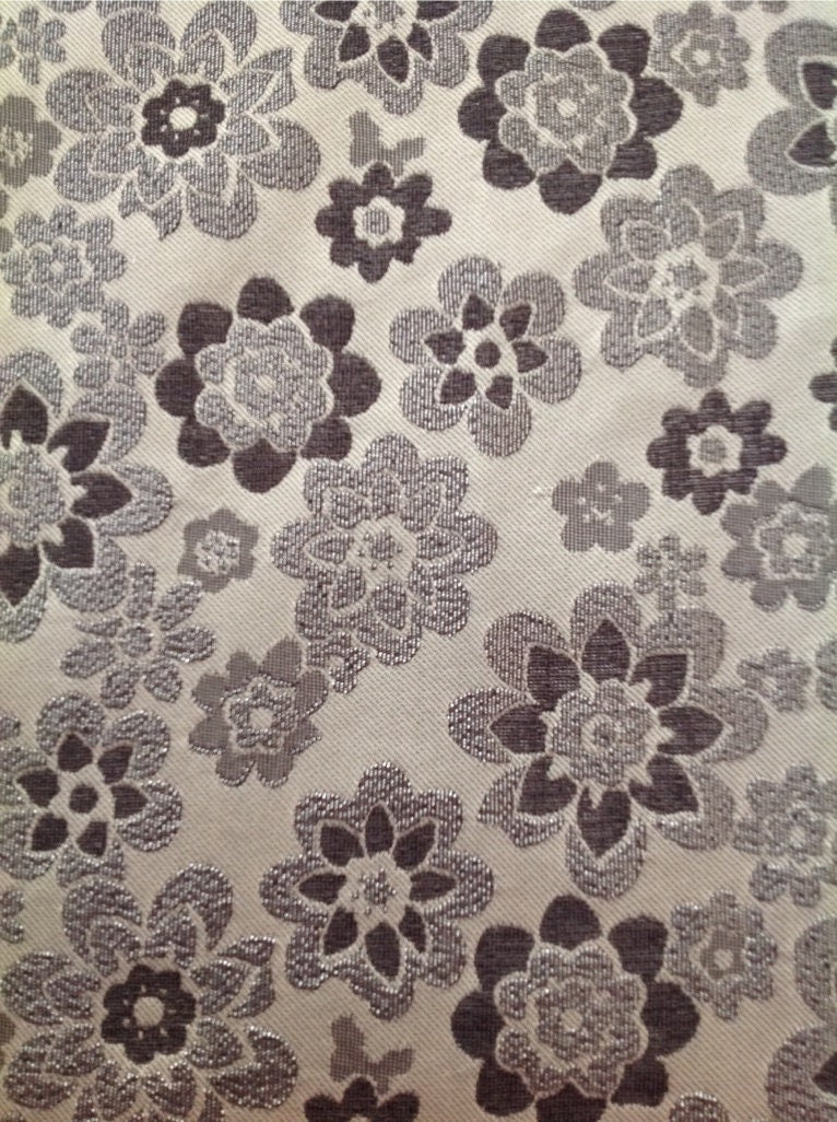 Unique Brown, Grey and Beige Colour Flower Metallic Brocade