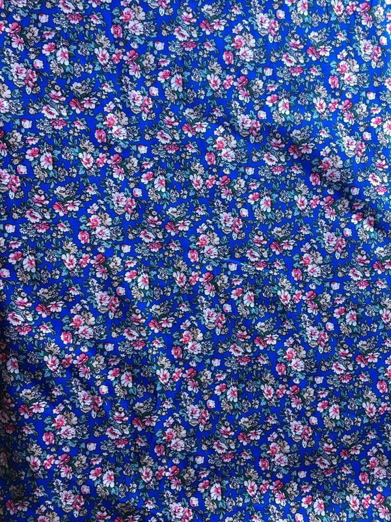 Blue and Pink Floral Cotton Fabric