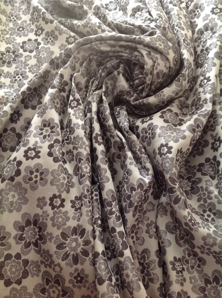 Unique Brown, Grey and Beige Colour Flower Metallic Brocade