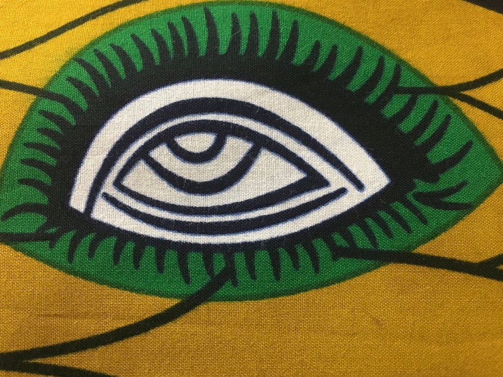 Higher Quality, Mustard and Green Eyes African Fabric