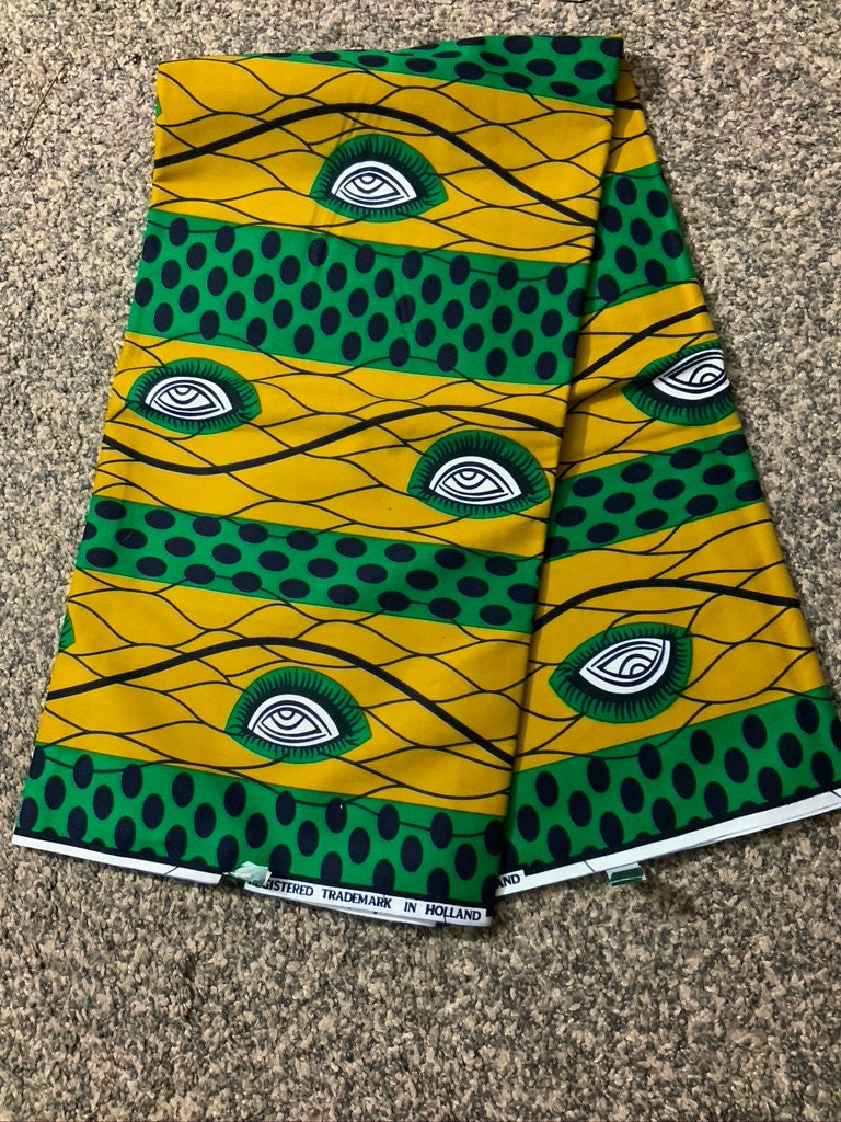 Higher Quality, Mustard and Green Eyes African Fabric