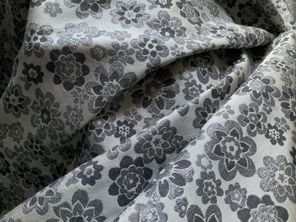 Beautiful Metallic Grey Brocade Fabric