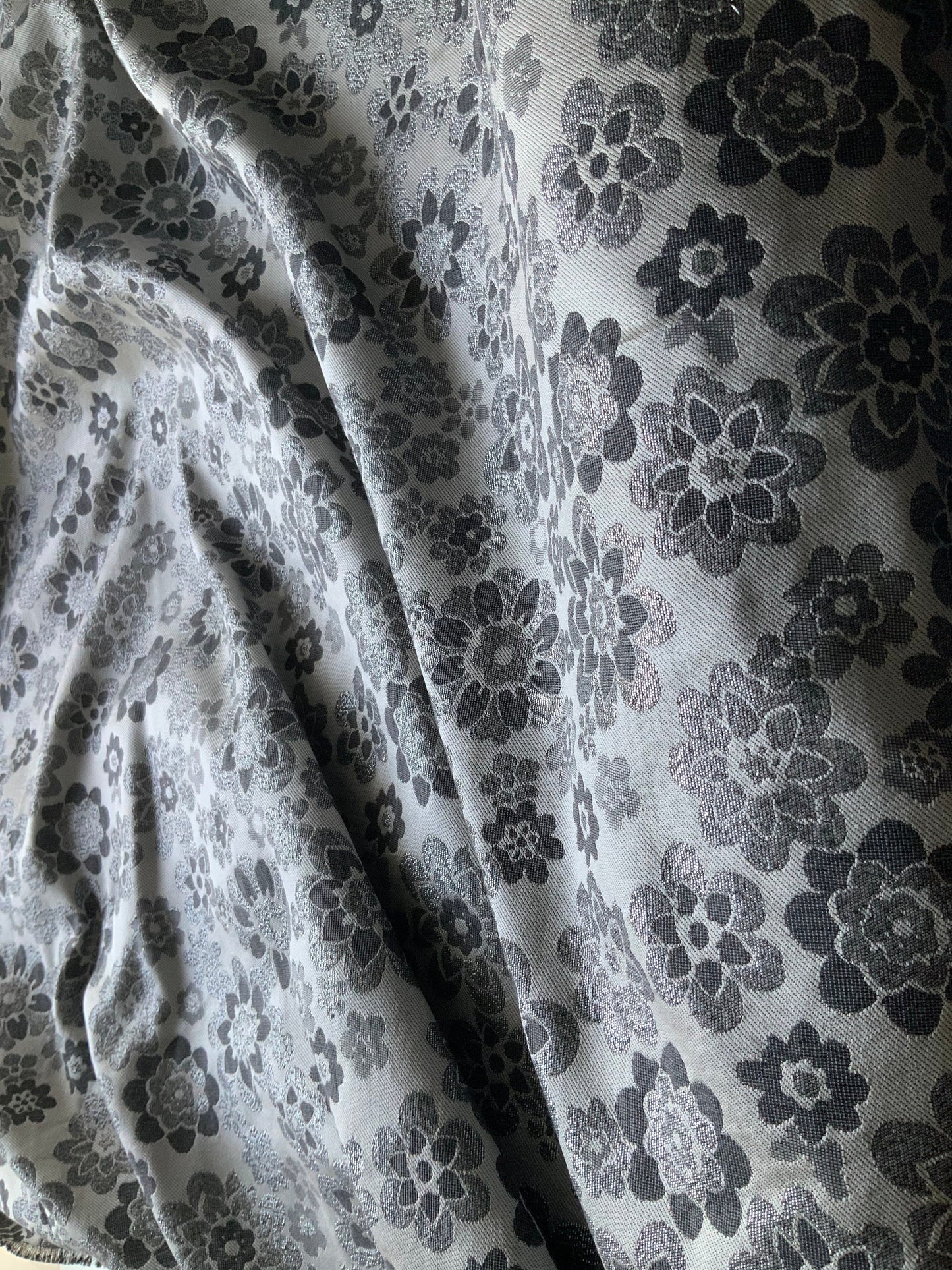 Beautiful Metallic Grey Brocade Fabric