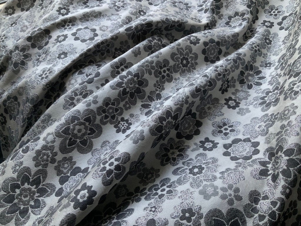 Beautiful Metallic Grey Brocade Fabric