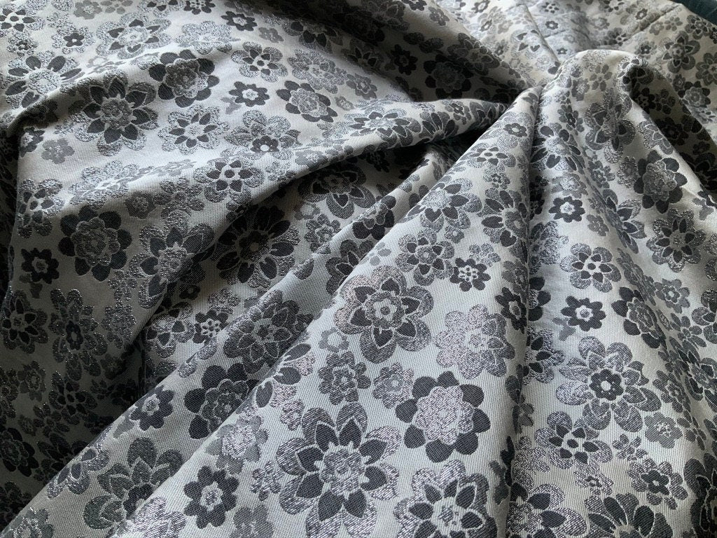 Beautiful Metallic Grey Brocade Fabric