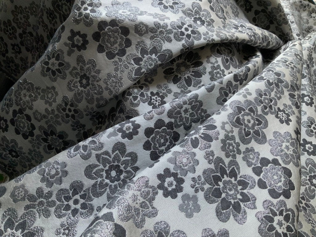 Beautiful Metallic Grey Brocade Fabric