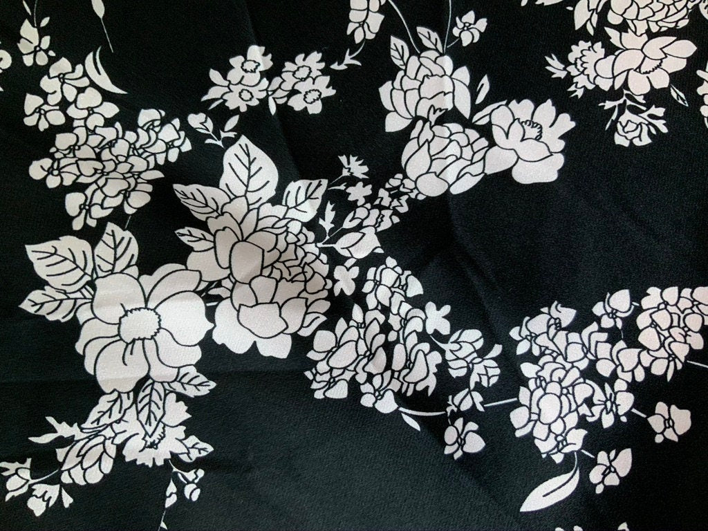 Black and Light Pink Floral Satin