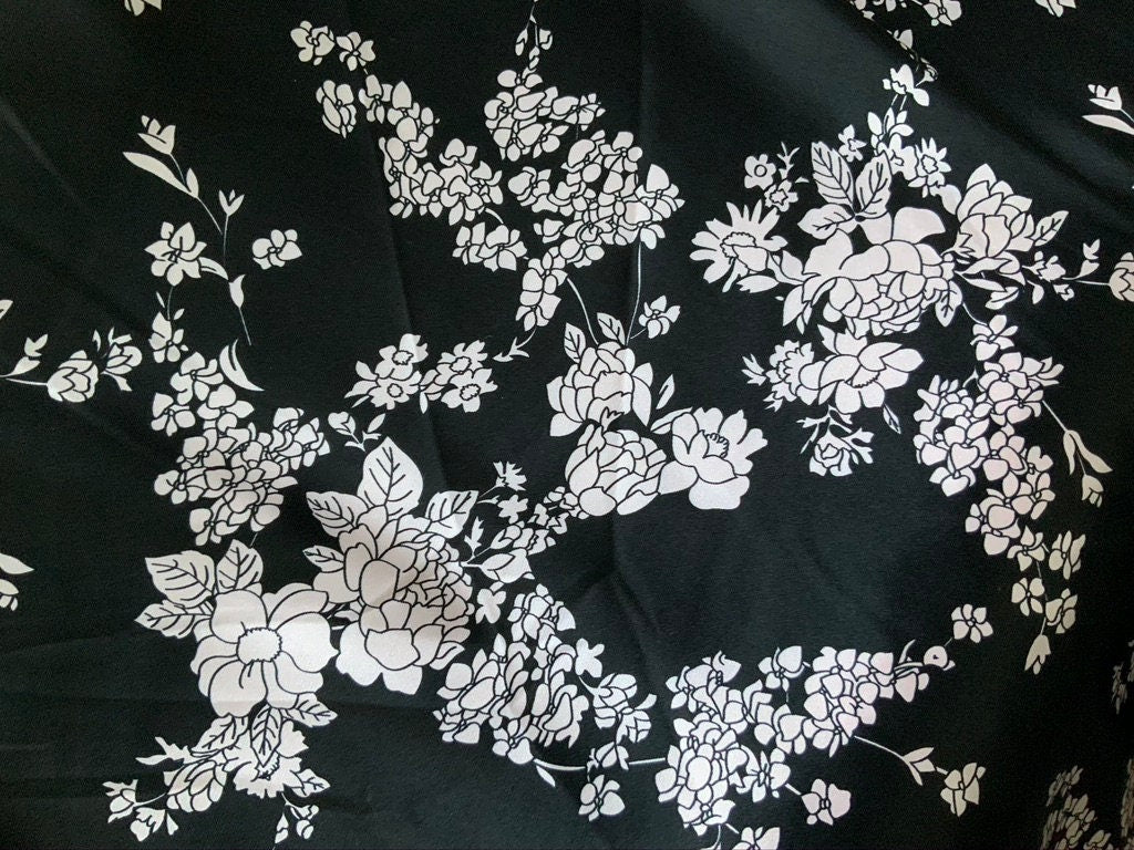 Black and Light Pink Floral Satin