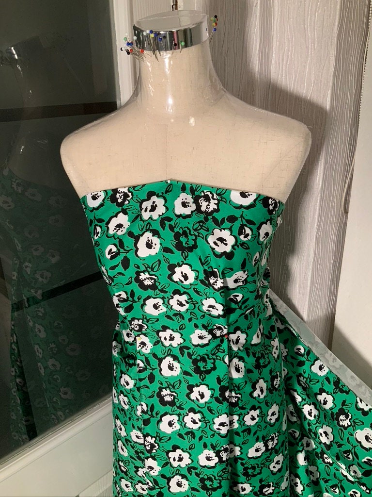 Emerald Green Floral Cotton Sateen
