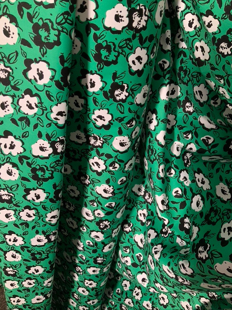 Emerald Green Floral Cotton Sateen