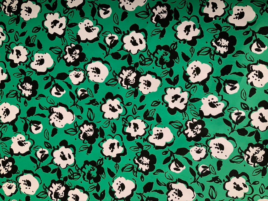 Emerald Green Floral Cotton Sateen